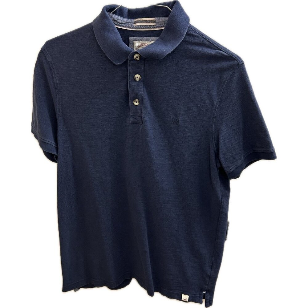 Fat Face Shirt Mens Large Regular Navy Blue  Woven Golf Polo Short Sleeves